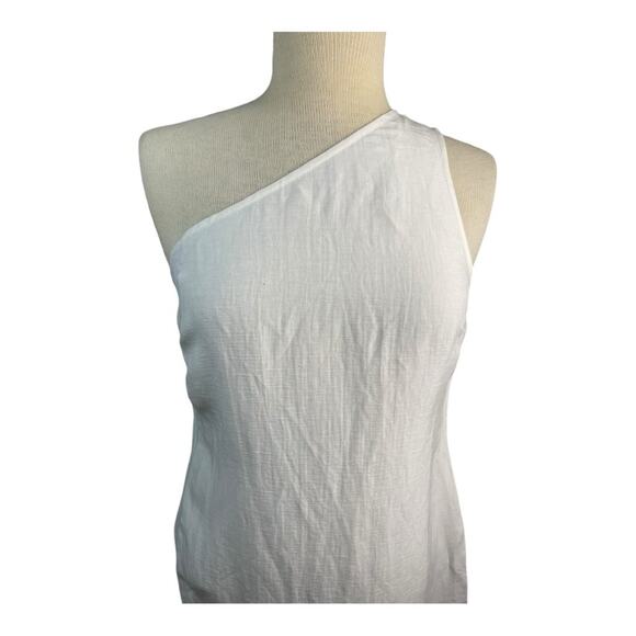 Madewell One-Shoulder Linen Blend Midi Dress in Lighthouse White Size 4 NWT - Picture 6 of 12